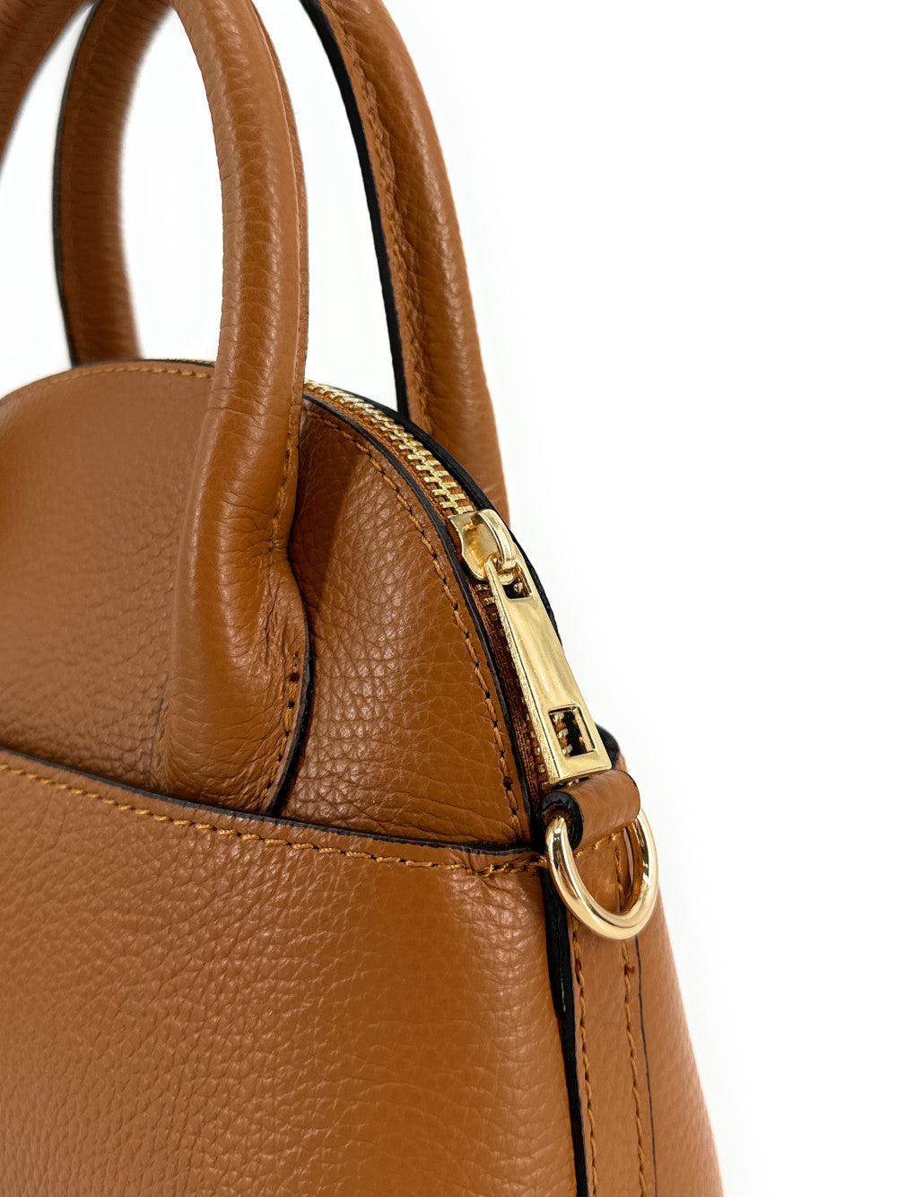 Mini-sac à main en cuir grainé MANOLITA Camel foncé