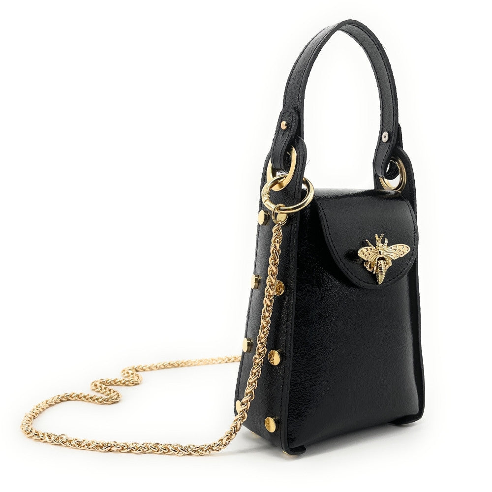 Mini sac à main en cuir irisé BEEZ Noir irisé