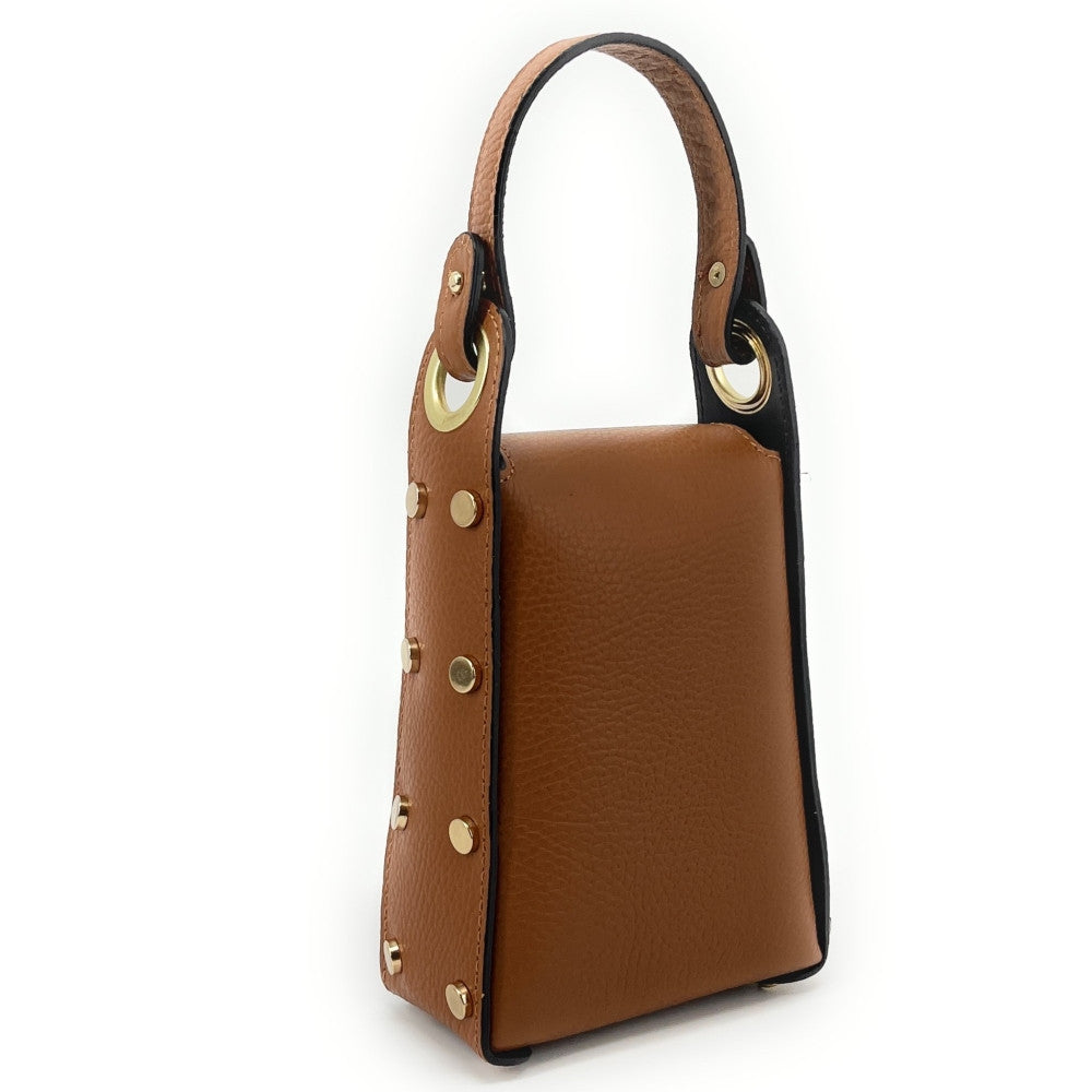 Mini sac à main en cuir irisé BEEZ Camel