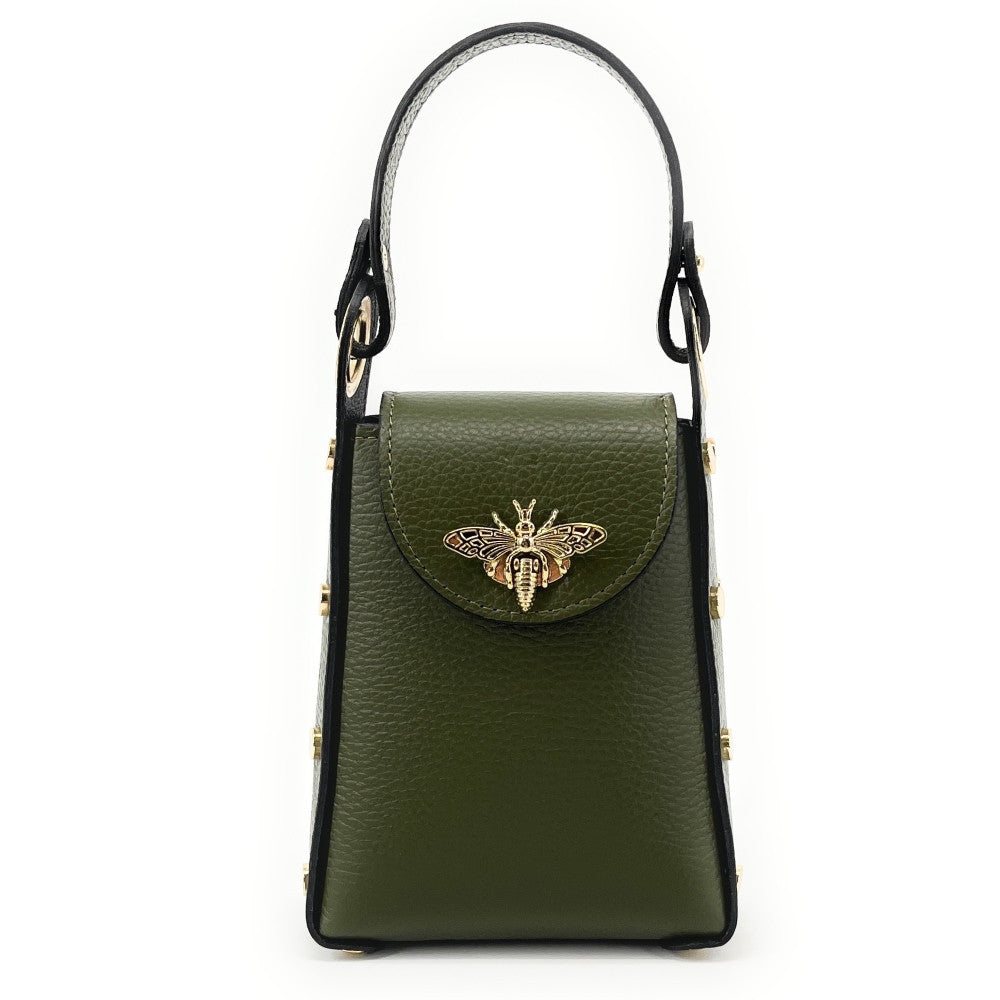 Mini sac à main en cuir irisé BEEZ Kaki