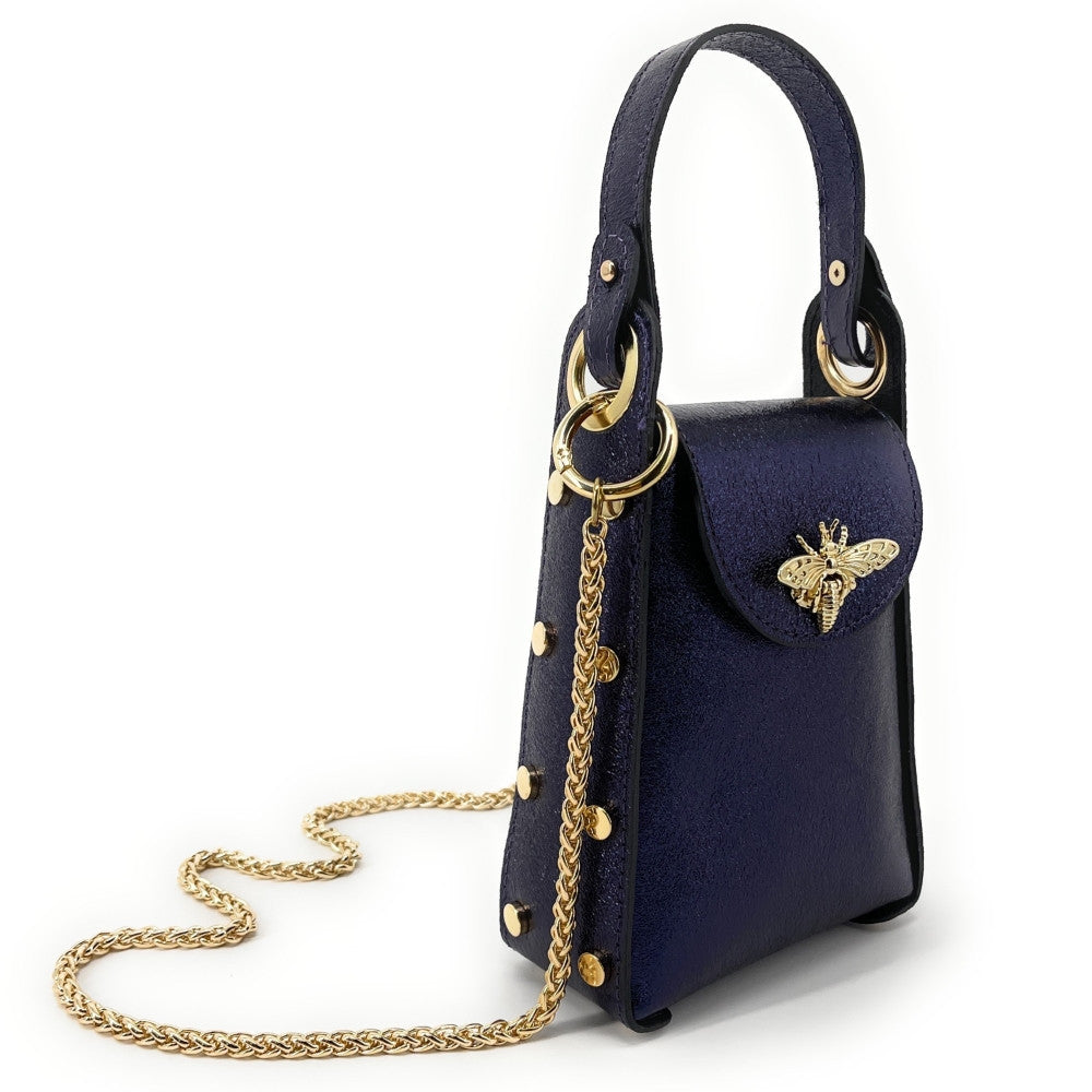 Mini sac à main en cuir irisé BEEZ Améthyste