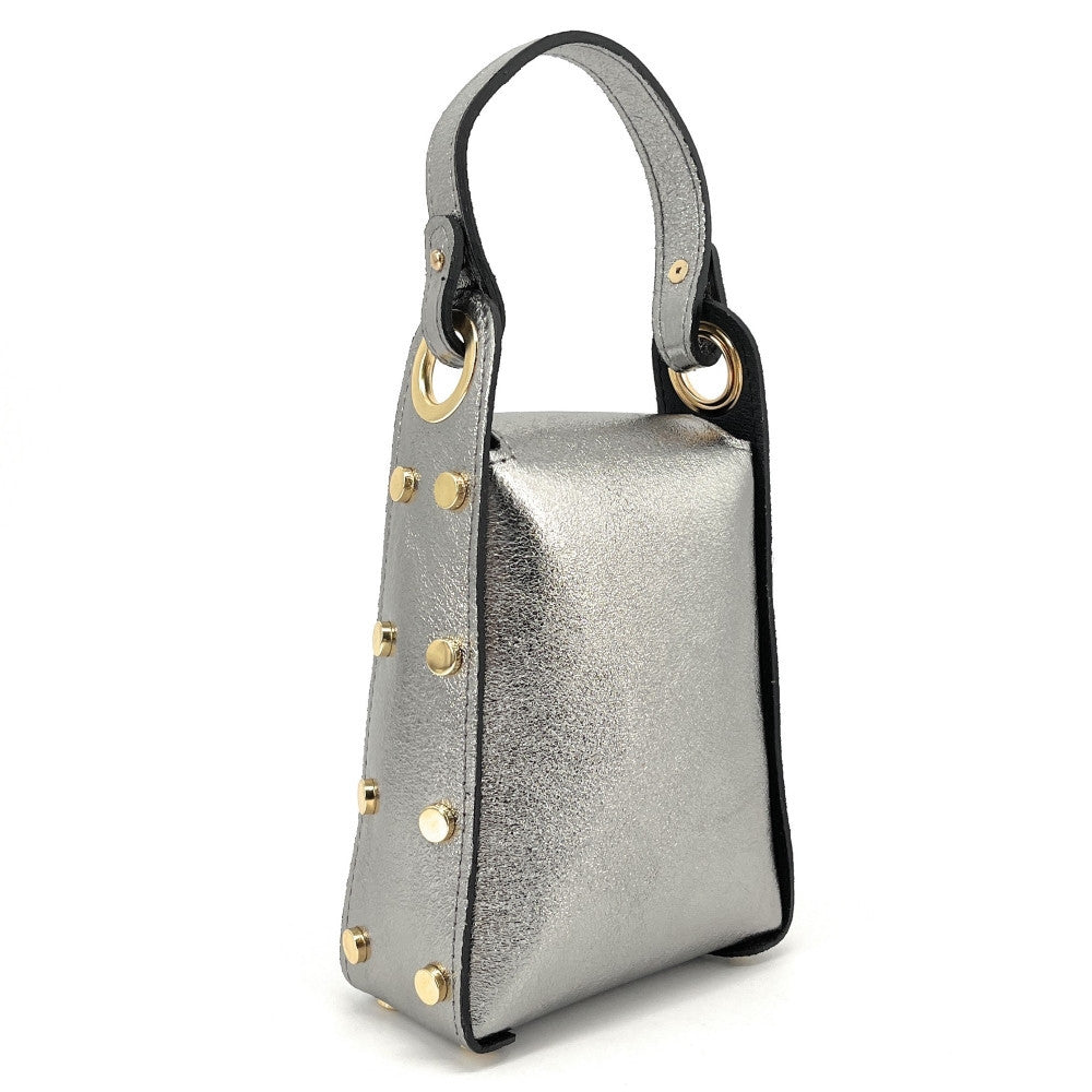 Mini sac à main en cuir irisé BEEZ Argent clair