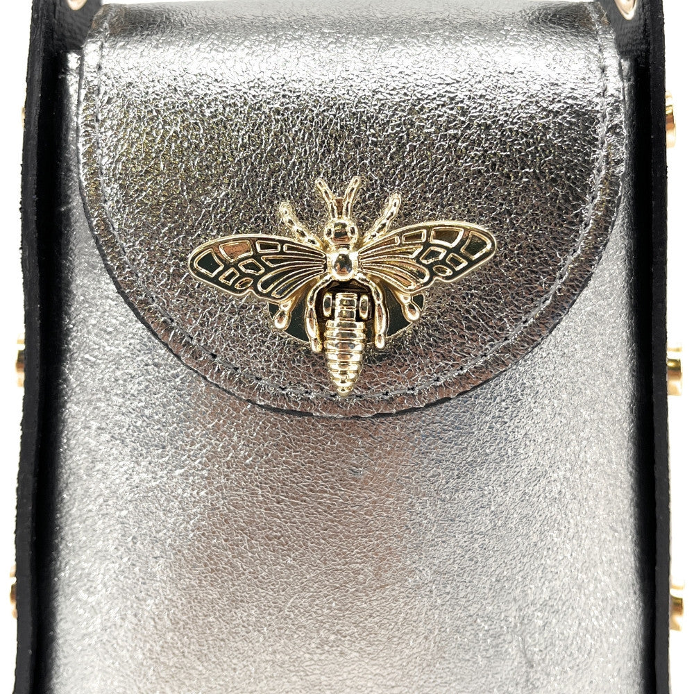 Mini sac à main en cuir irisé BEEZ Argent clair