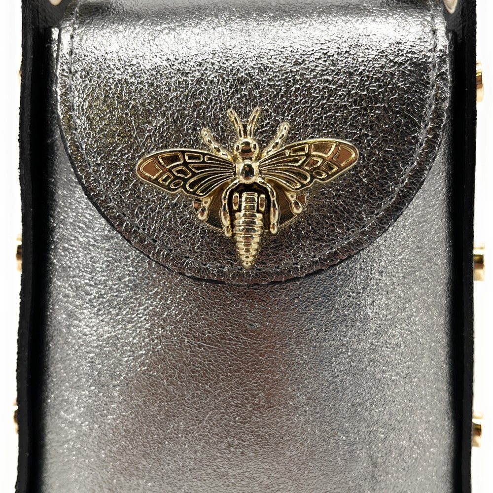 Mini sac à main en cuir irisé BEEZ Argent foncé