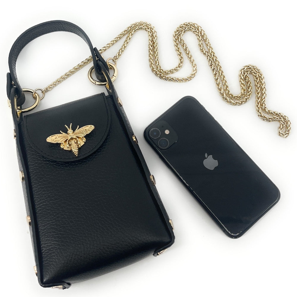 Mini sac à main en cuir irisé BEEZ Noir