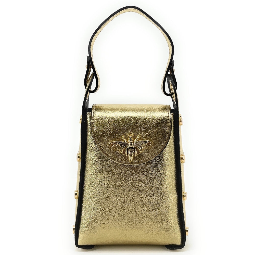 Mini sac à main en cuir irisé BEEZ Or