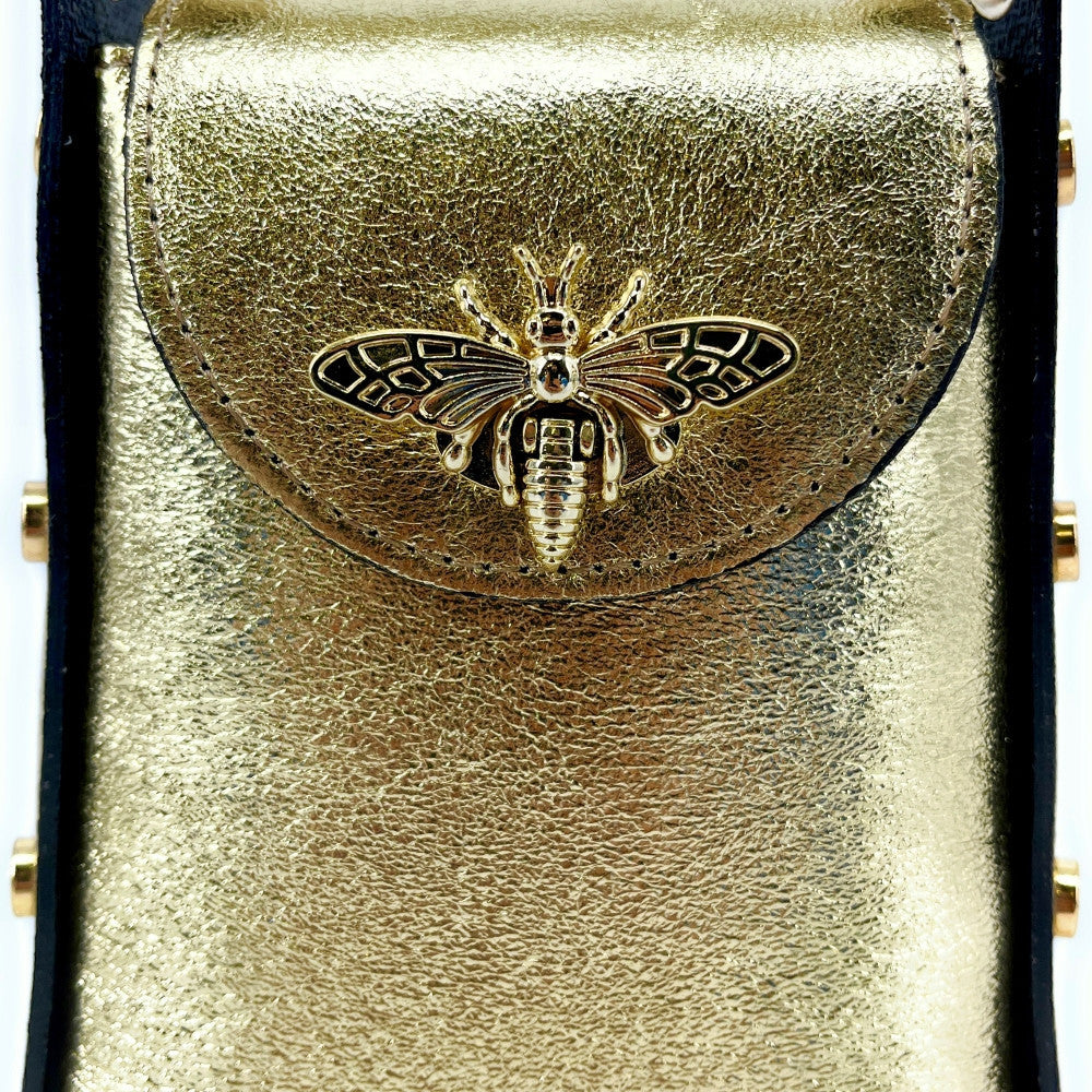 Mini sac à main en cuir irisé BEEZ Or