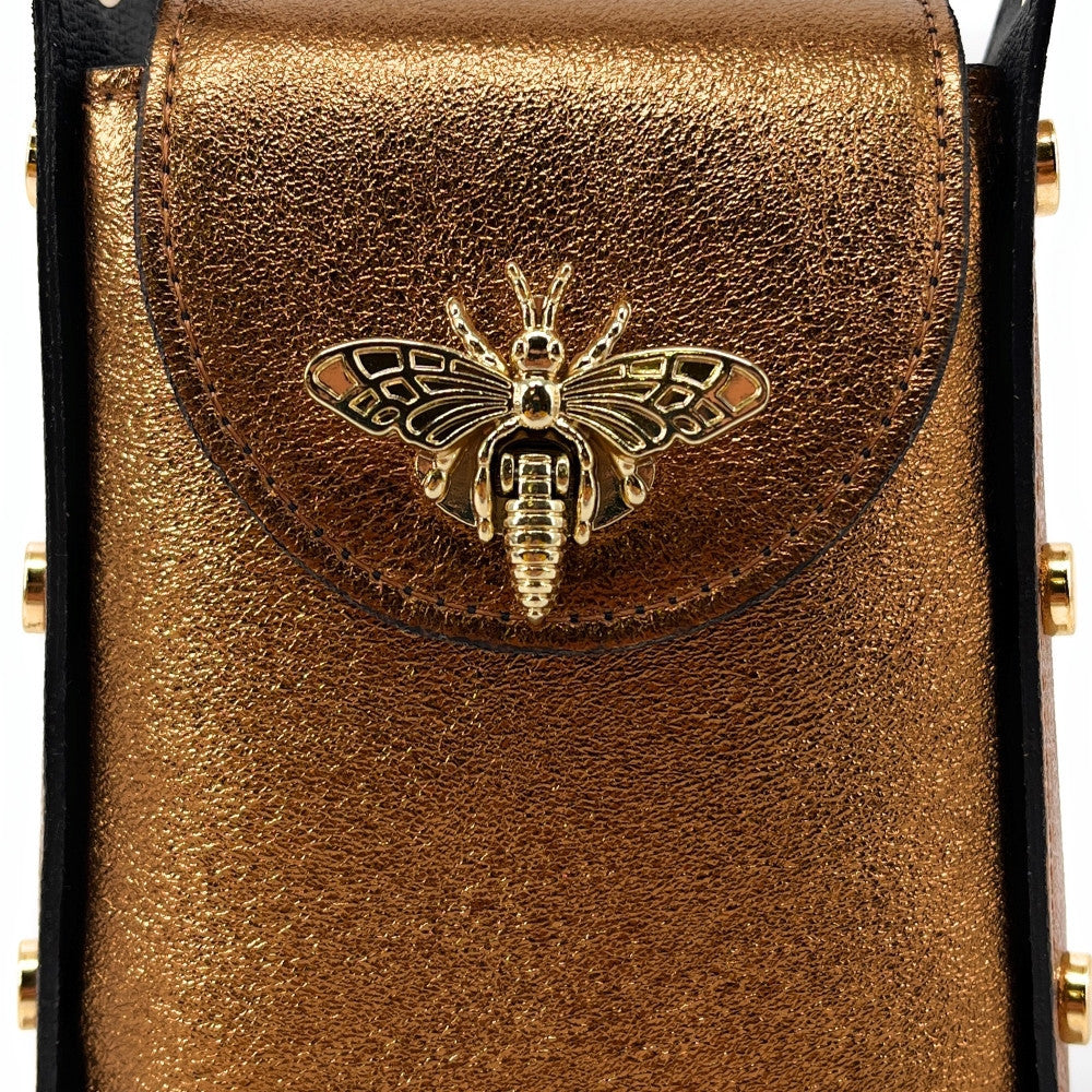 Mini sac à main en cuir irisé BEEZ Bronze