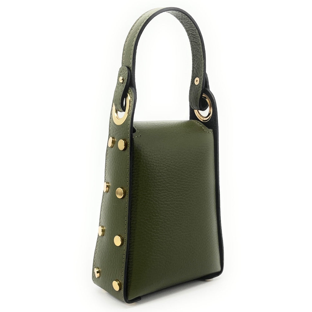 Mini sac à main en cuir irisé BEEZ Kaki