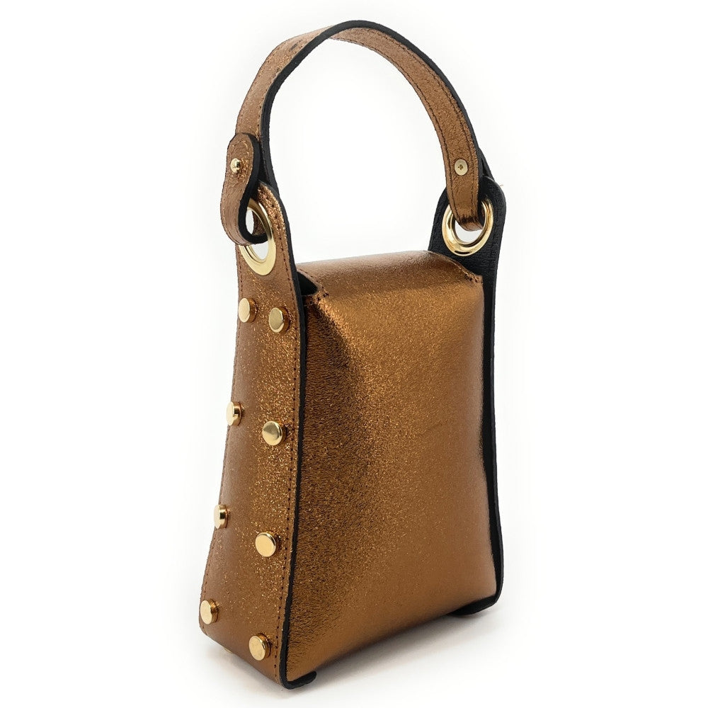 Mini sac à main en cuir irisé BEEZ Bronze