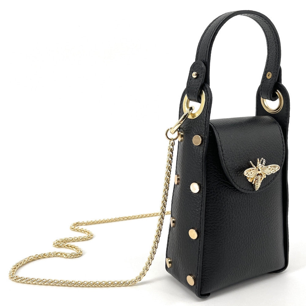 Mini sac à main en cuir irisé BEEZ Noir