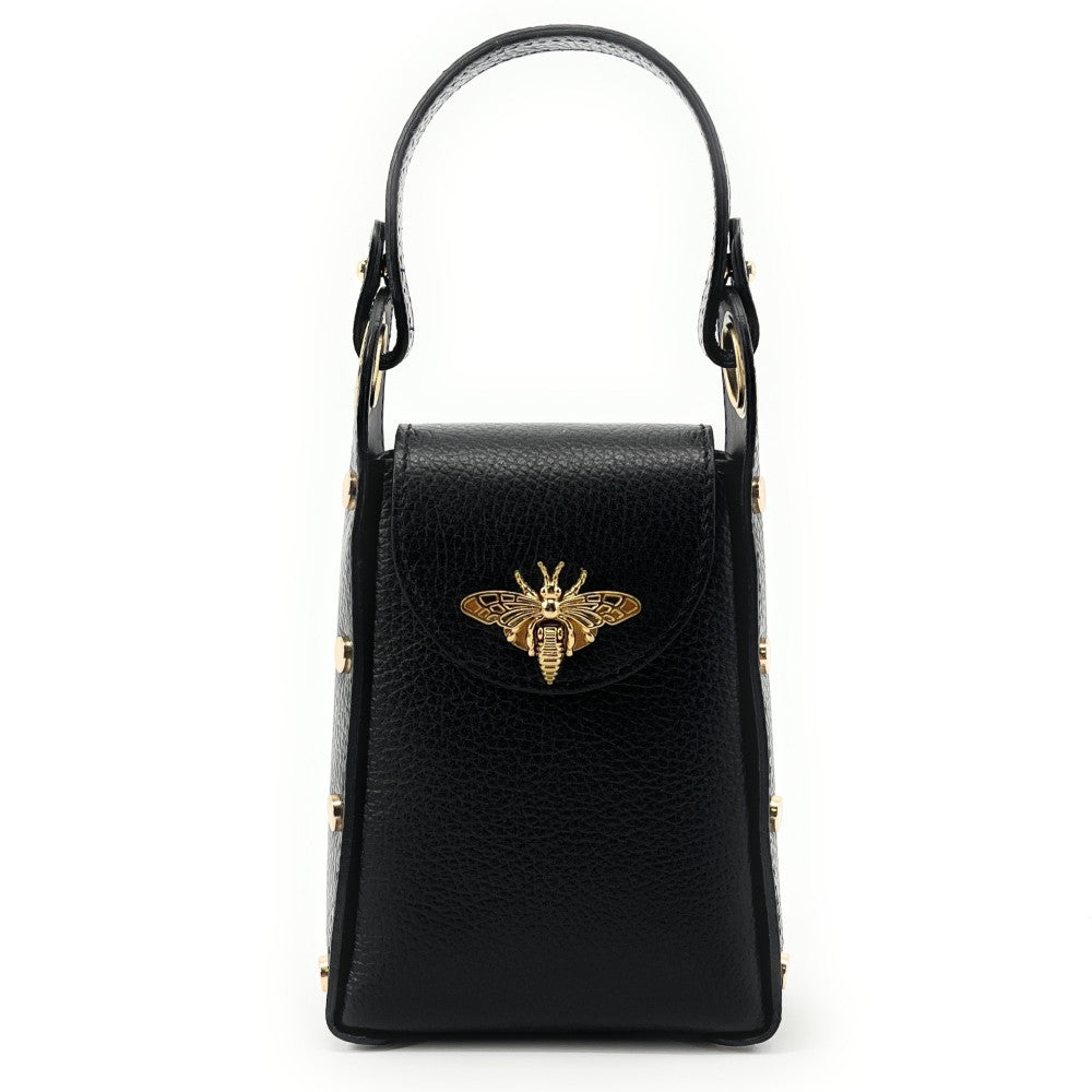 Mini sac à main en cuir irisé BEEZ Noir