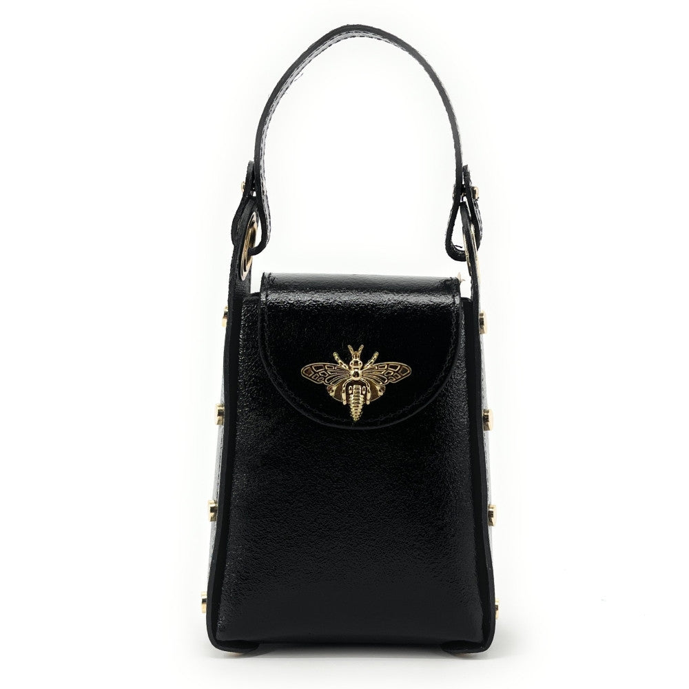 Mini sac à main en cuir irisé BEEZ Noir irisé