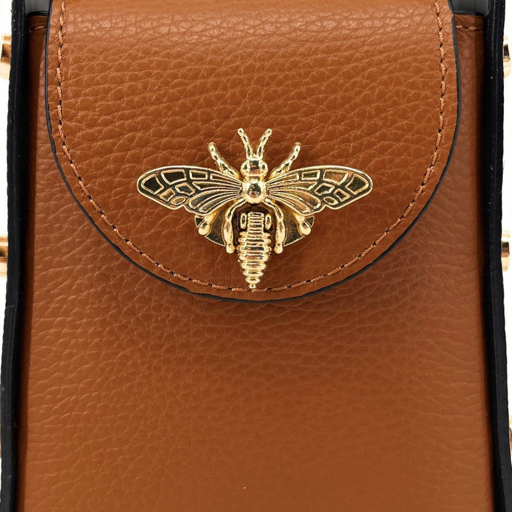 Mini sac à main en cuir irisé BEEZ Camel