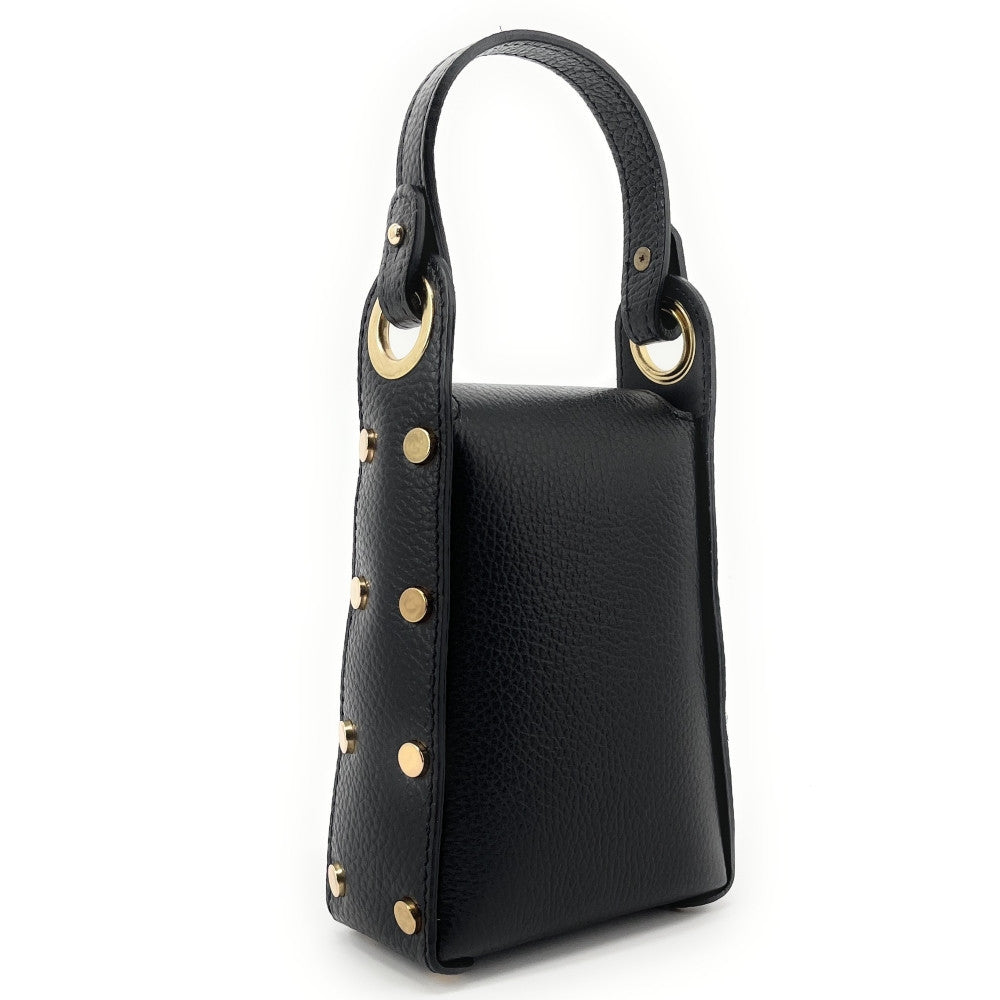 Mini sac à main en cuir irisé BEEZ Noir