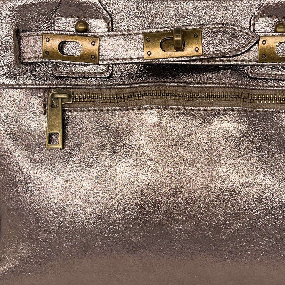 Mini sac à main en cuir irisé JANIS Champagne irisé