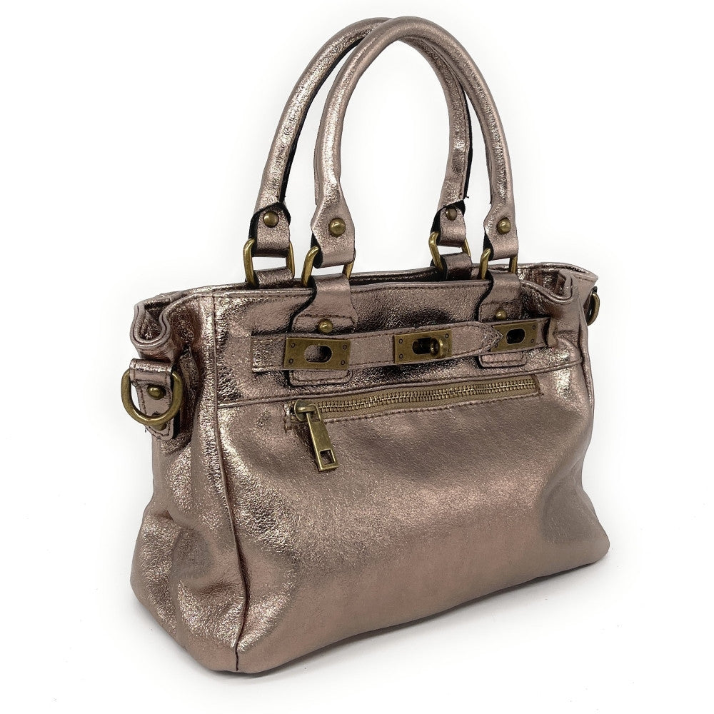 Mini sac à main en cuir irisé JANIS Champagne irisé