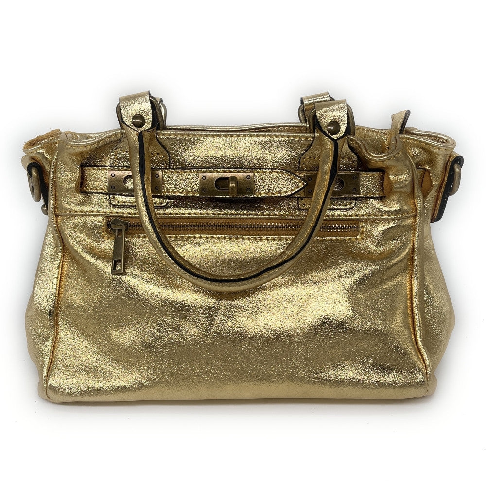 Mini sac à main en cuir irisé JANIS Or
