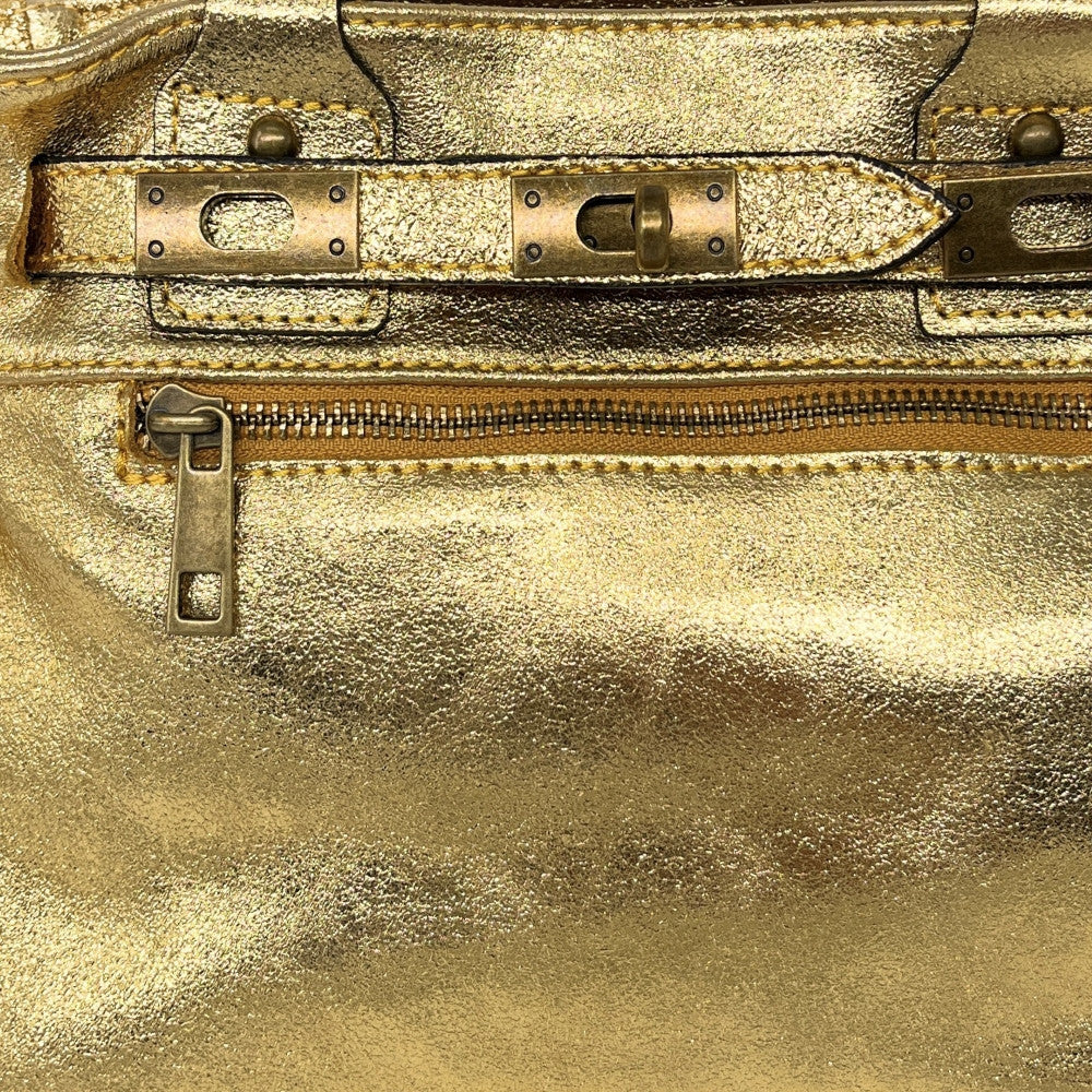 Mini sac à main en cuir irisé JANIS Or