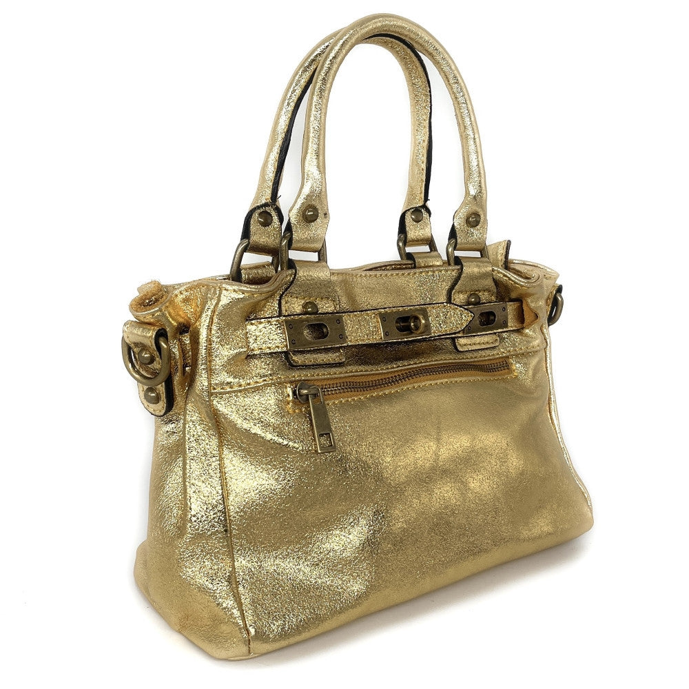 Mini sac à main en cuir irisé JANIS Or