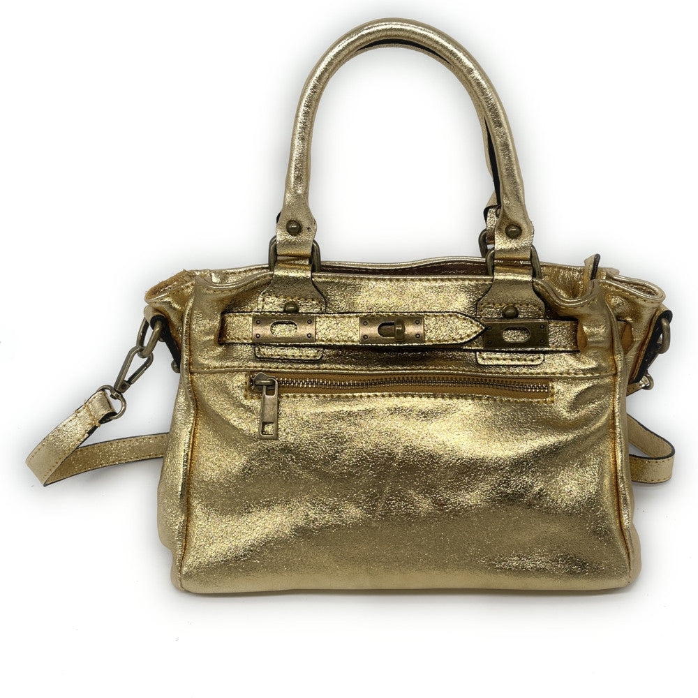 Mini sac à main en cuir irisé JANIS Or