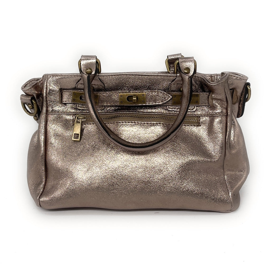 Mini sac à main en cuir irisé JANIS Champagne irisé