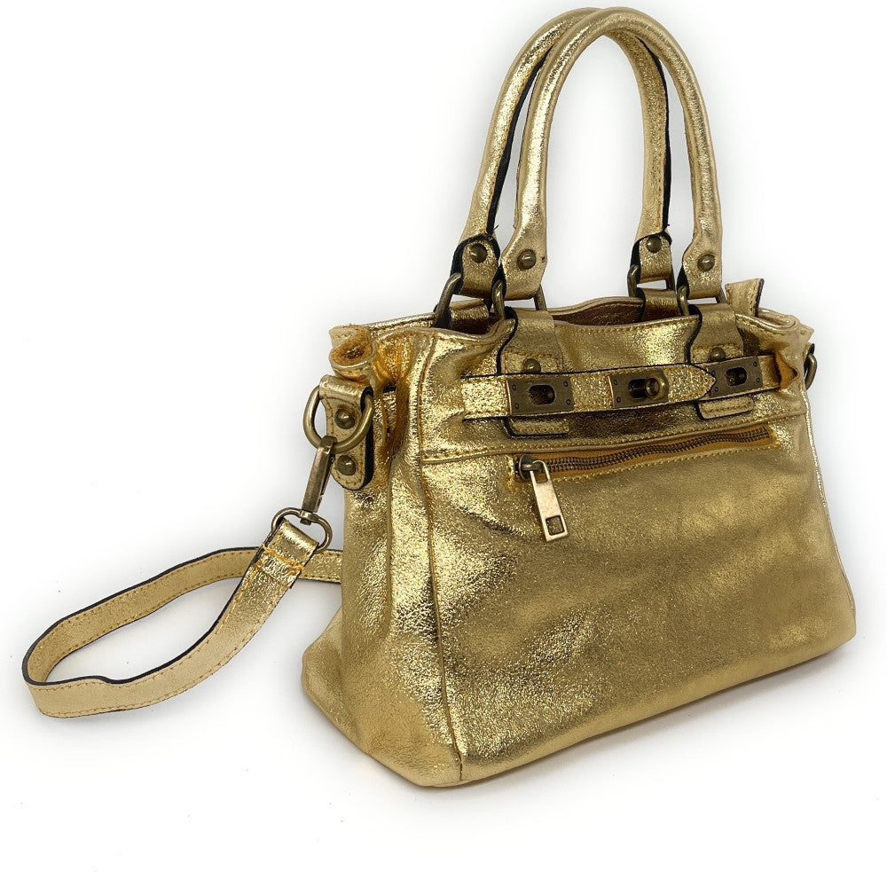 Mini sac à main en cuir irisé JANIS Or