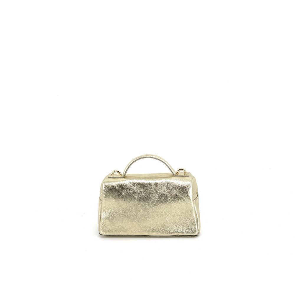 Mini-sac à main boxy en cuir irisé MICA Or pâle