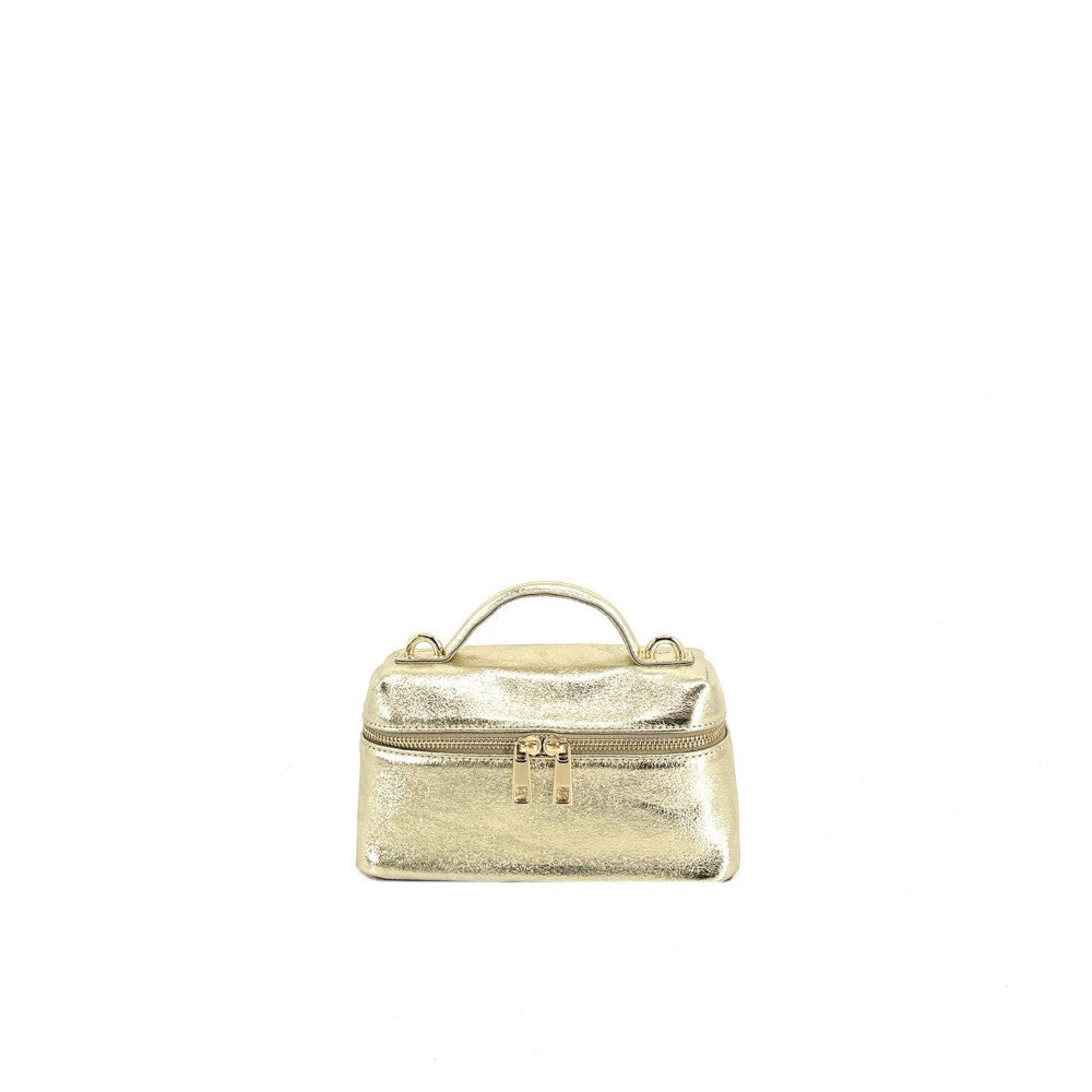 Mini-sac à main boxy en cuir irisé MICA Or pâle