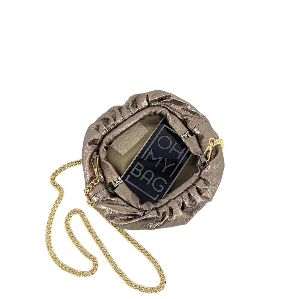 Mini-sac à main pouch en cuir irisé RIO Champagne irisé