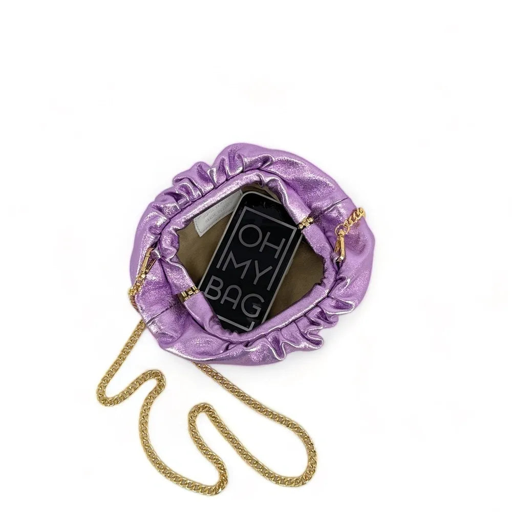 Mini-sac à main pouch en cuir irisé RIO Mauve