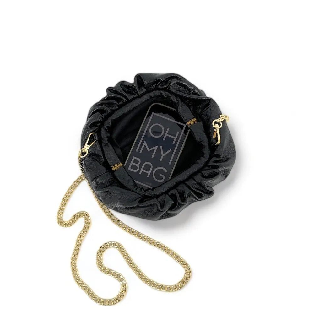 Mini-sac à main pouch en cuir irisé RIO Noir irisé