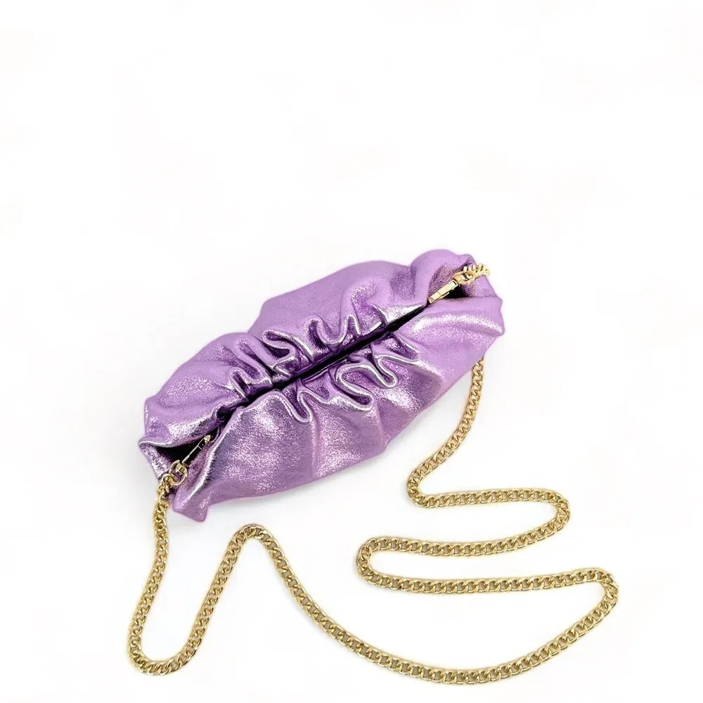 Mini-sac à main pouch en cuir irisé RIO Mauve
