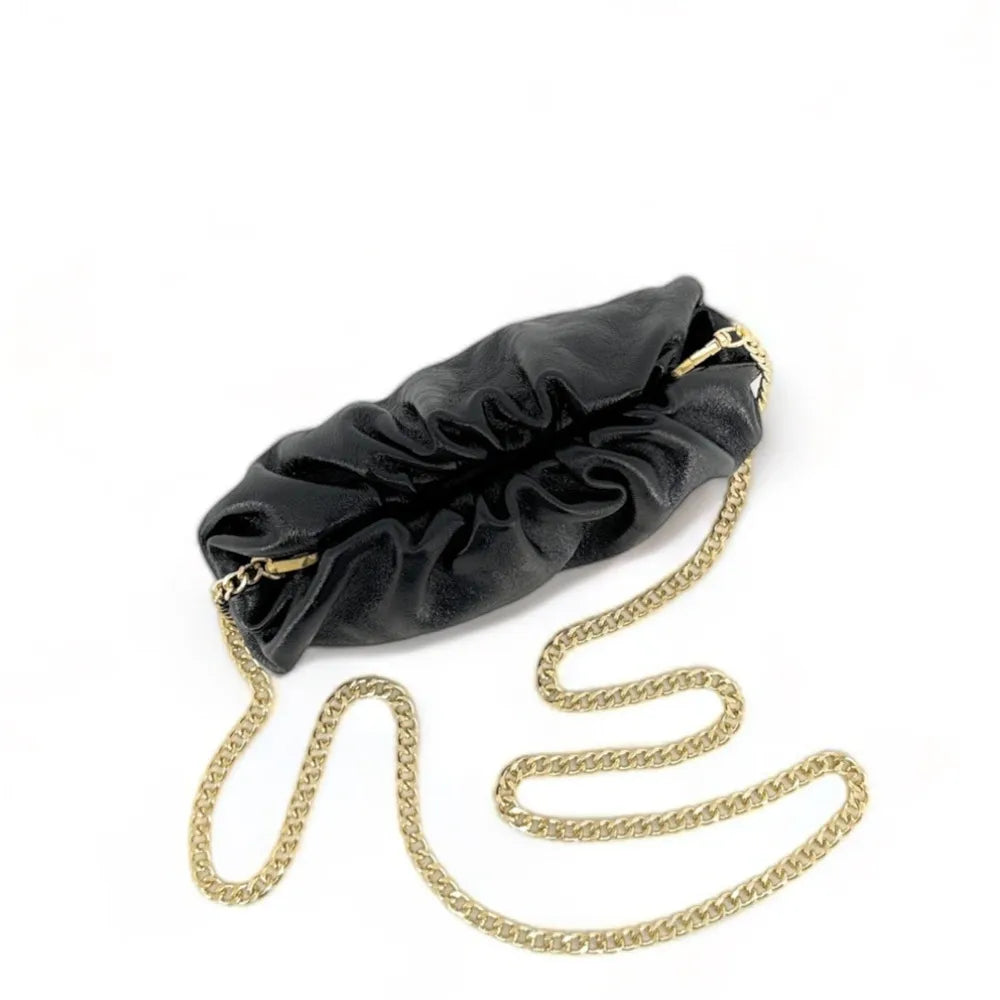 Mini-sac à main pouch en cuir irisé RIO Noir irisé