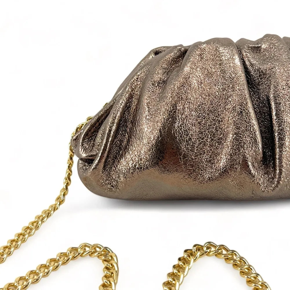Mini-sac à main pouch en cuir irisé RIO Champagne irisé