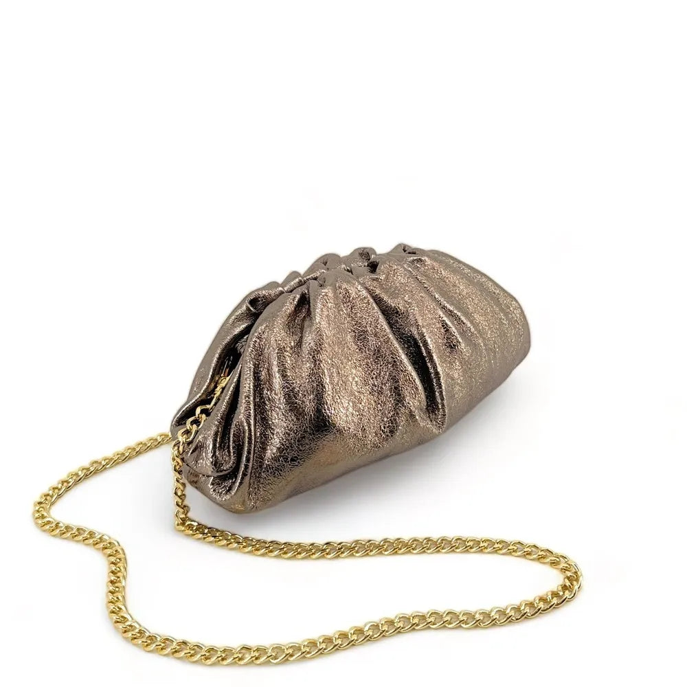 Mini-sac à main pouch en cuir irisé RIO Champagne irisé