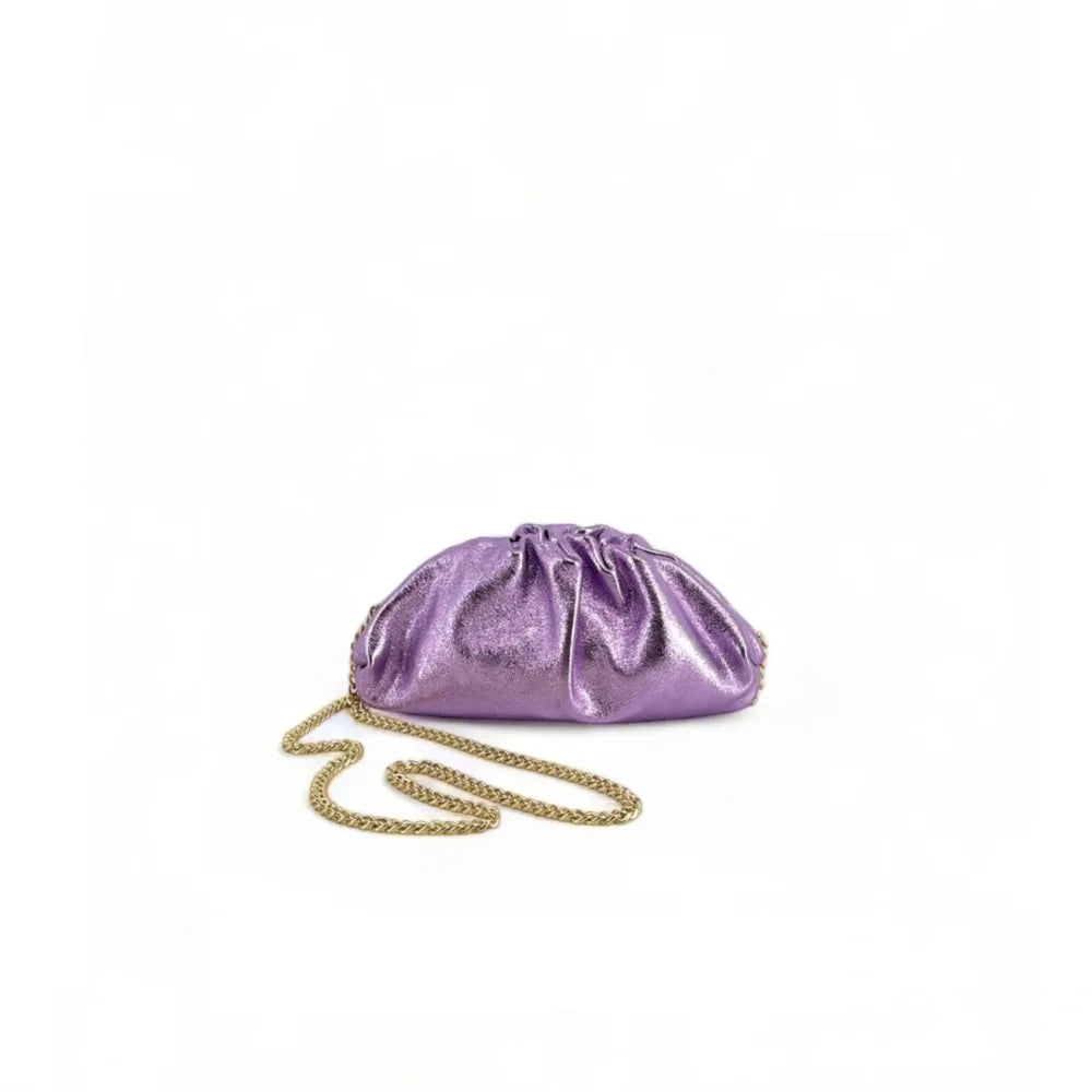 Mini-sac à main pouch en cuir irisé RIO Mauve
