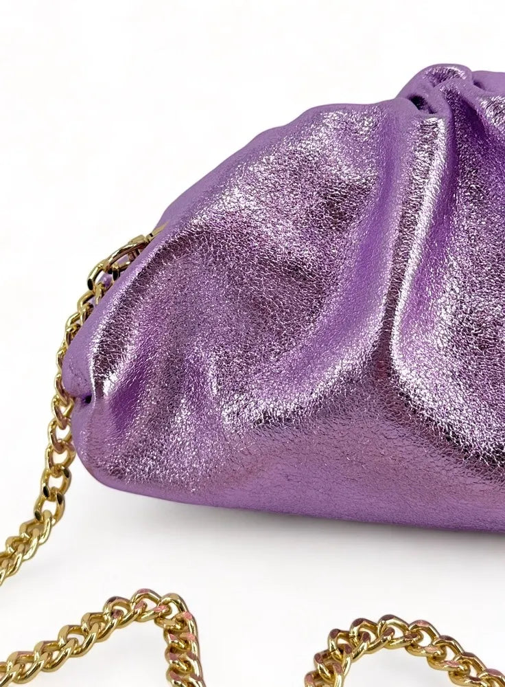 Mini-sac à main pouch en cuir irisé RIO Mauve