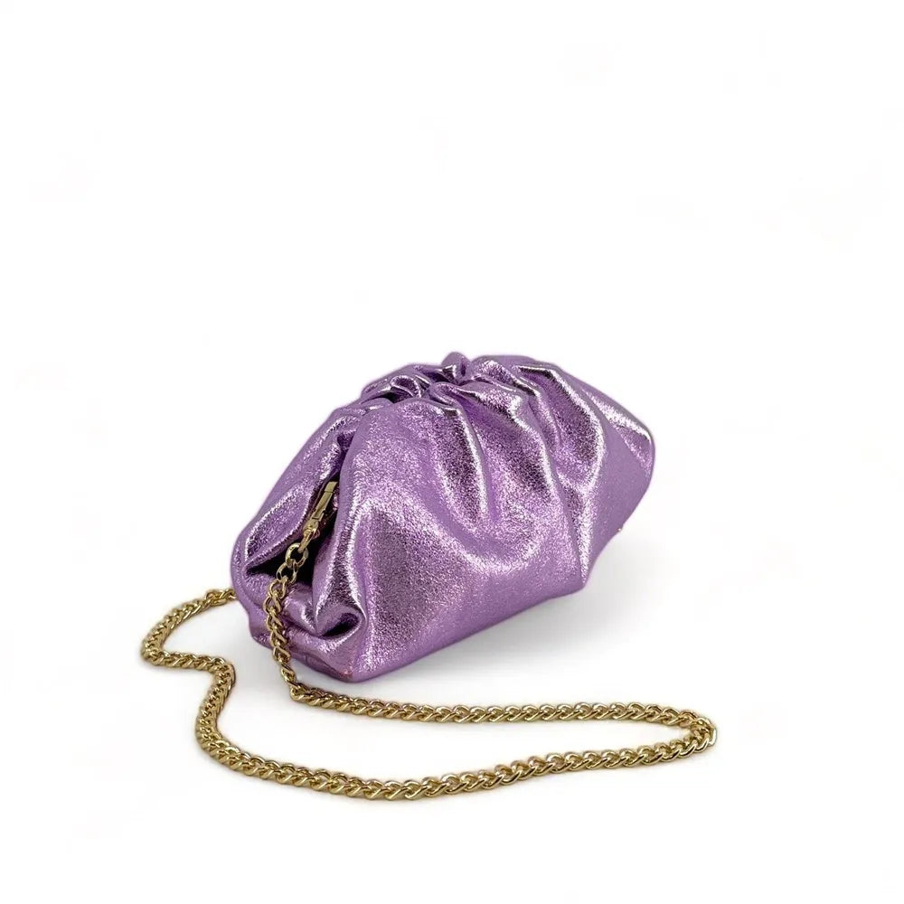 Mini-sac à main pouch en cuir irisé RIO Mauve