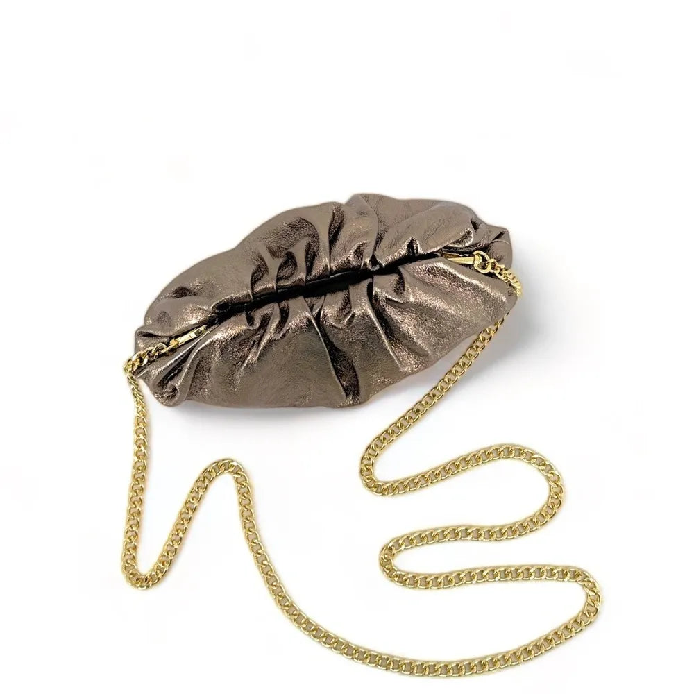 Mini-sac à main pouch en cuir irisé RIO Champagne irisé