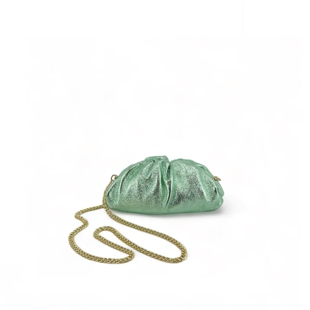 Mini-sac à main pouch en cuir irisé RIO Menthe givrée