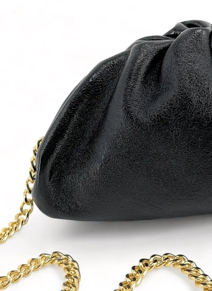 Mini-sac à main pouch en cuir irisé RIO Noir irisé