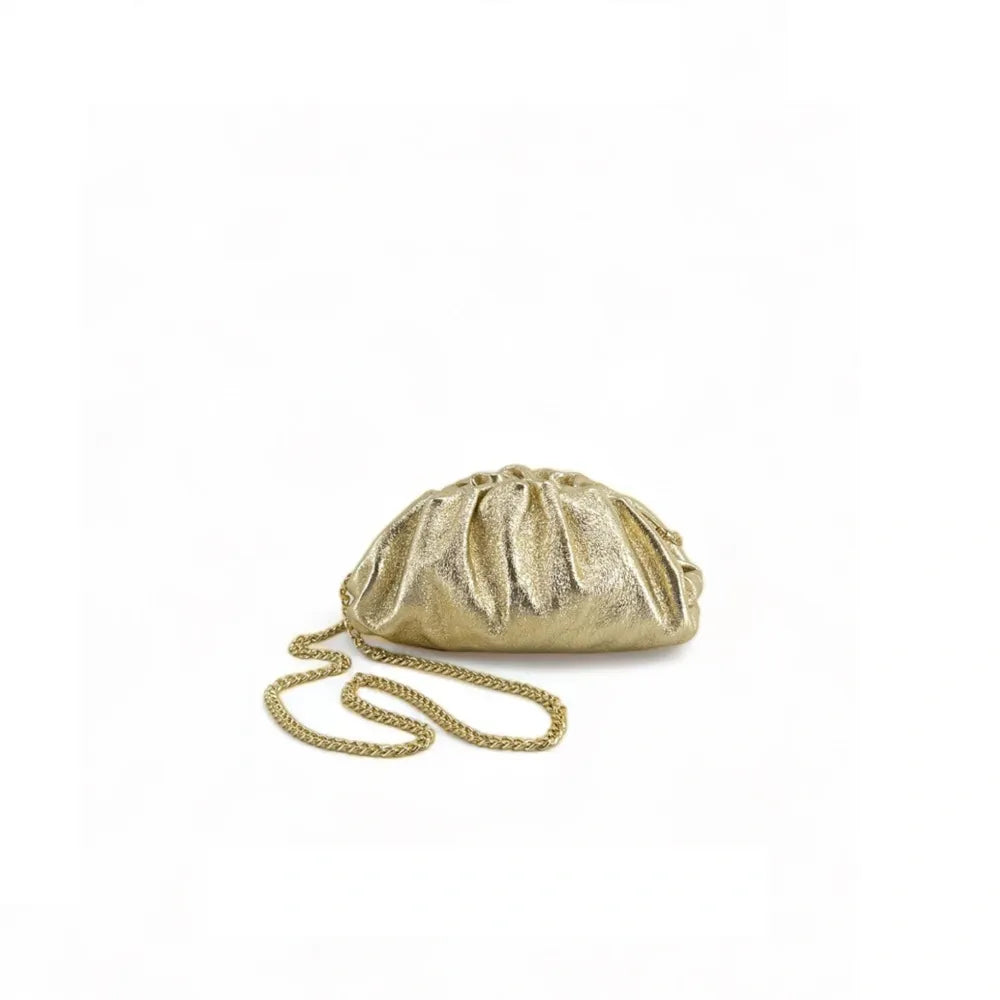 Mini-sac à main pouch en cuir irisé RIO Or pâle