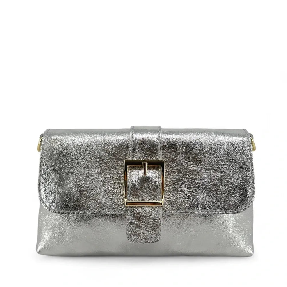 Mini-sac à main en cuir irisé VENEZIA Argent moyen