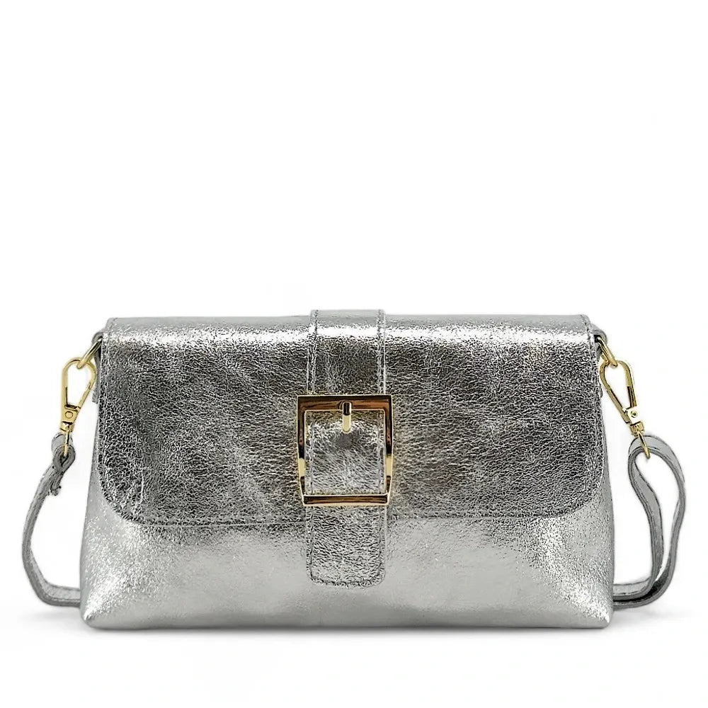 Mini-sac à main en cuir irisé VENEZIA Argent moyen