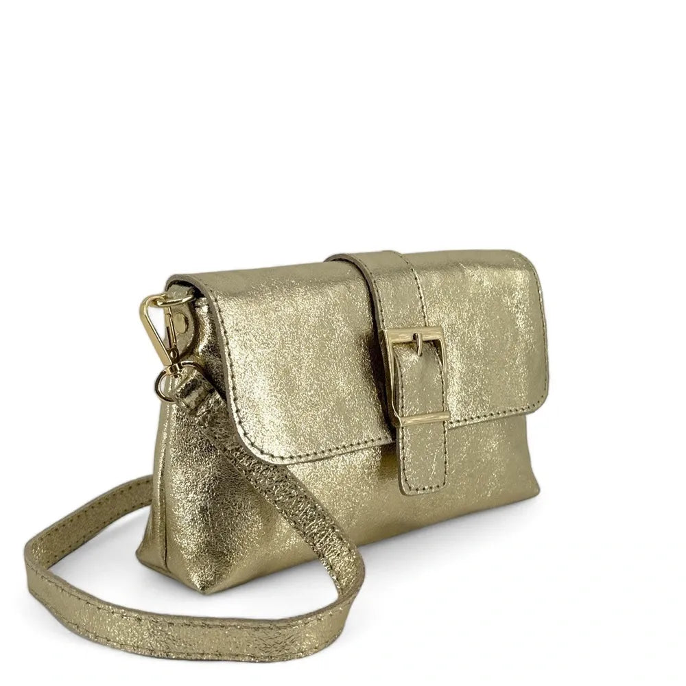 Mini-sac à main en cuir irisé VENEZIA Or pâle