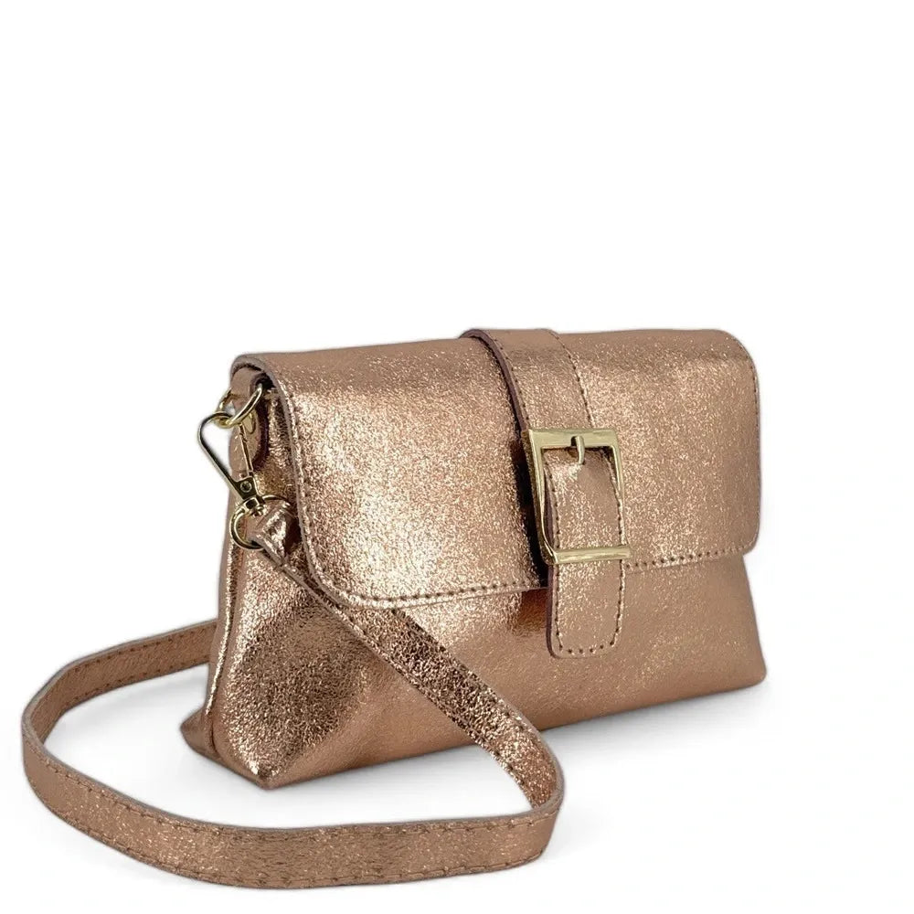 Mini-sac à main en cuir irisé VENEZIA Rose gold