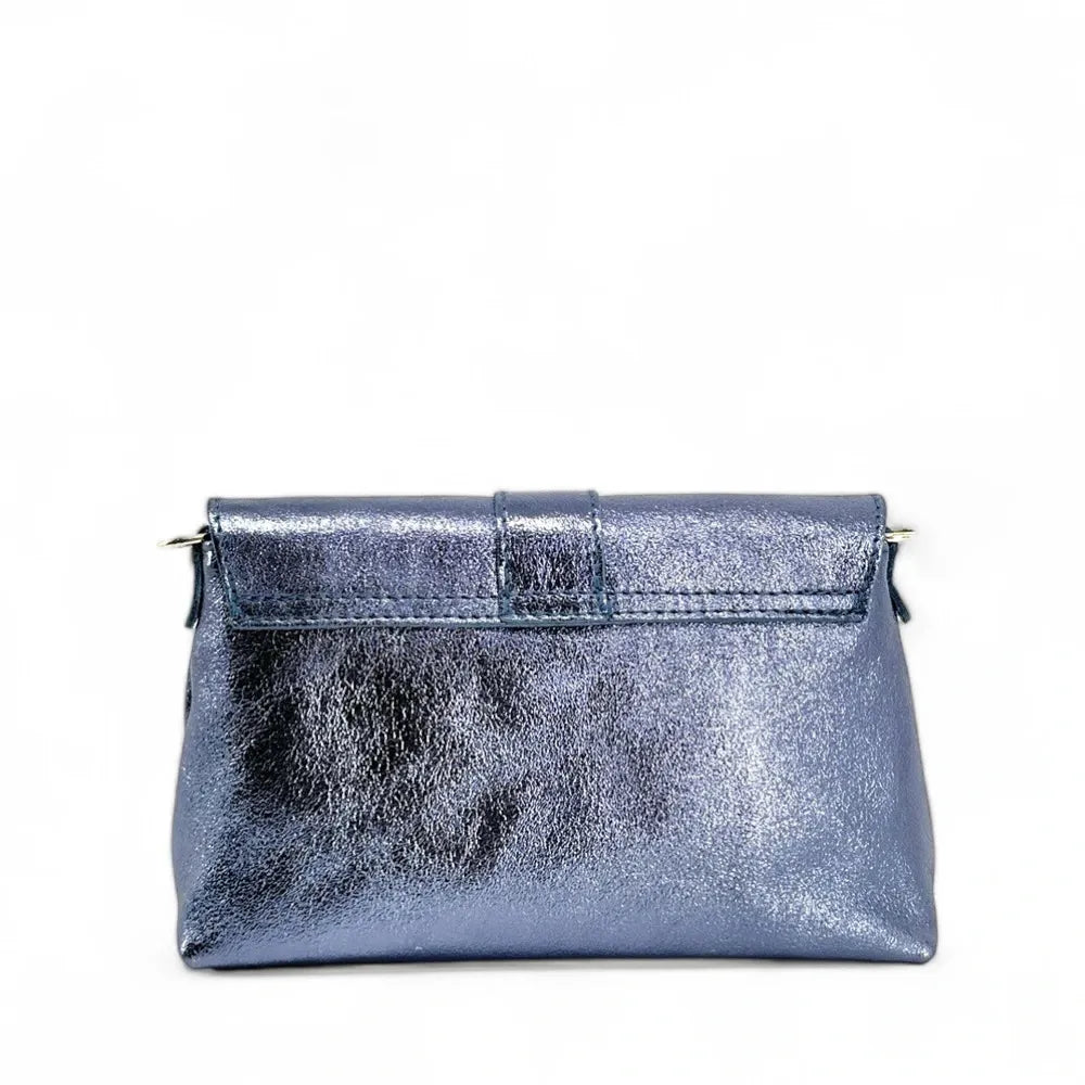 Mini-sac à main en cuir irisé VENEZIA Bleu céleste