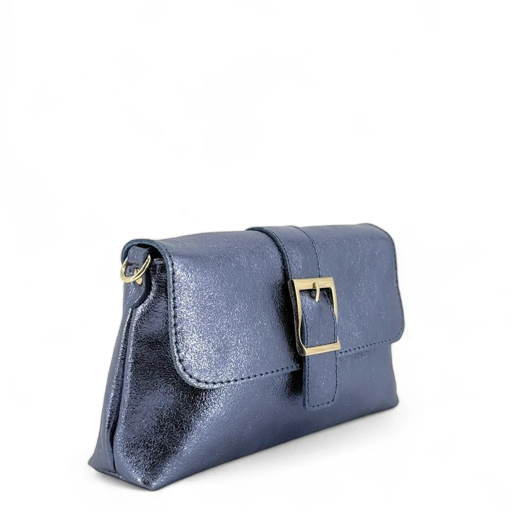 Mini-sac à main en cuir irisé VENEZIA Bleu céleste