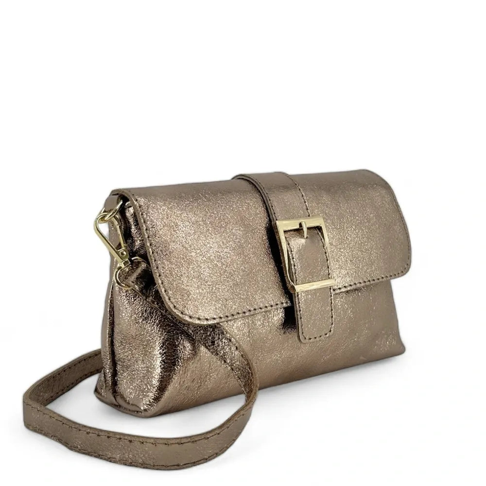 Mini-sac à main en cuir irisé VENEZIA Champagne irisé